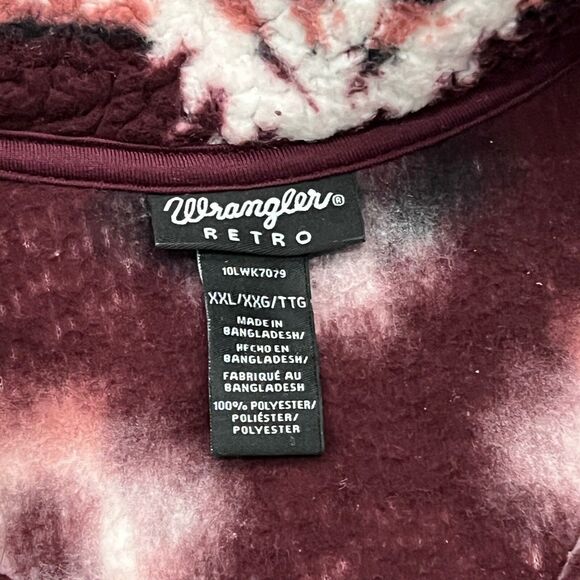 Wrangler Burgundy Aztec Sherpa Fleece Pullover M Half Zip - Picture 5 of 11